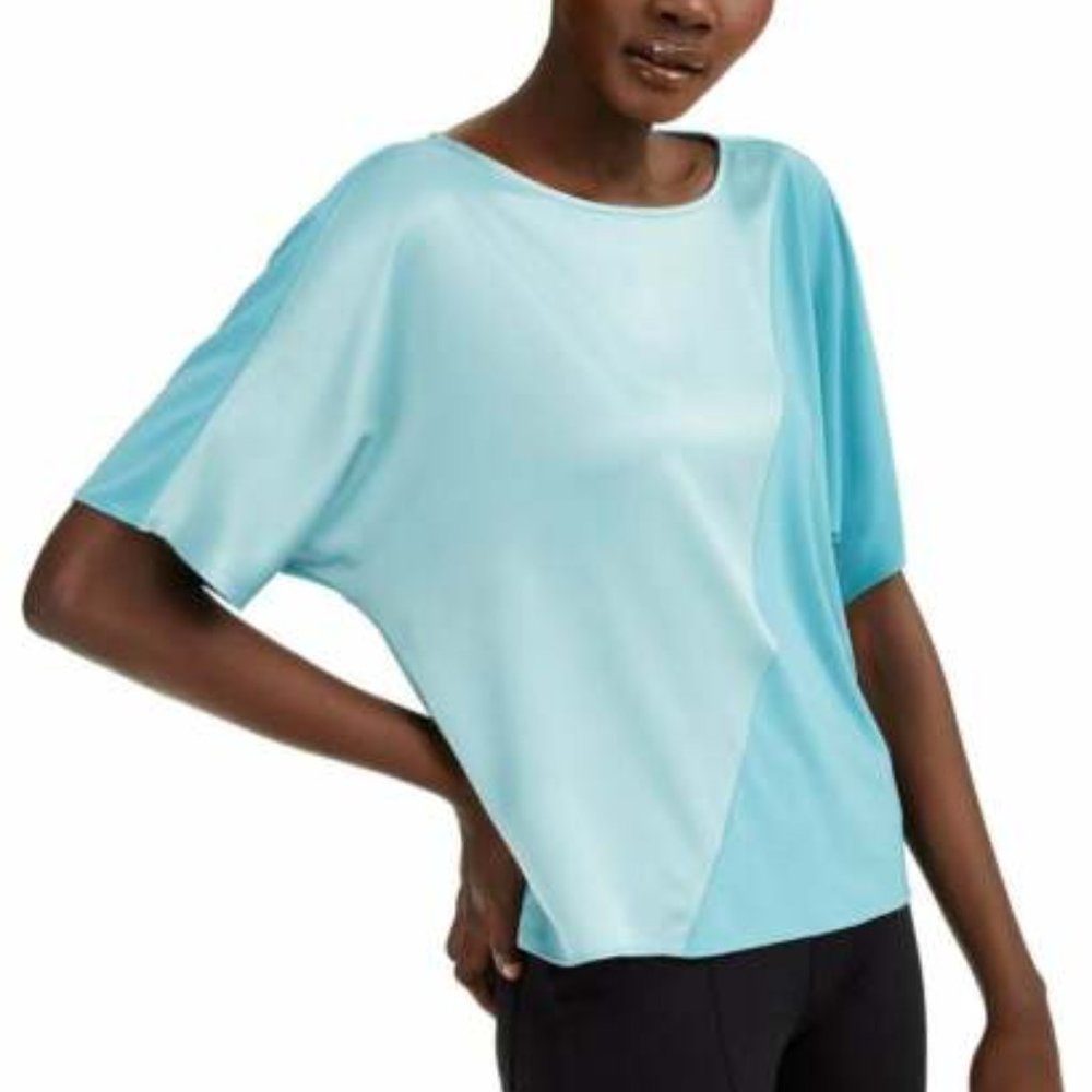 NWT Alfani Women's XL Top Blouse Jade Blue Green Short Sleeve Knit NEW